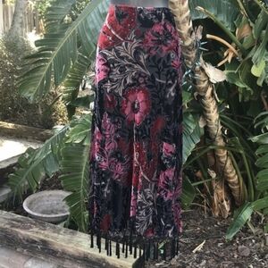 Msk Burn out velvet and beaded infringed maxi skirt